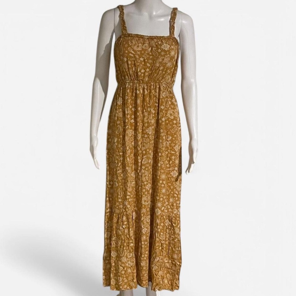 Mustard Yellow Paisley Maxi Dress